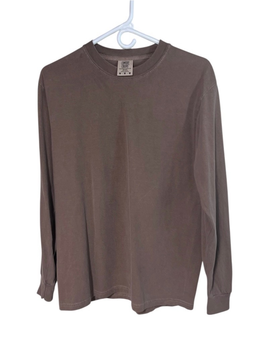 Comfort Colors Medium Brown Crew Neck Heavyweight 100% Cotton Long Sleeve Shirt